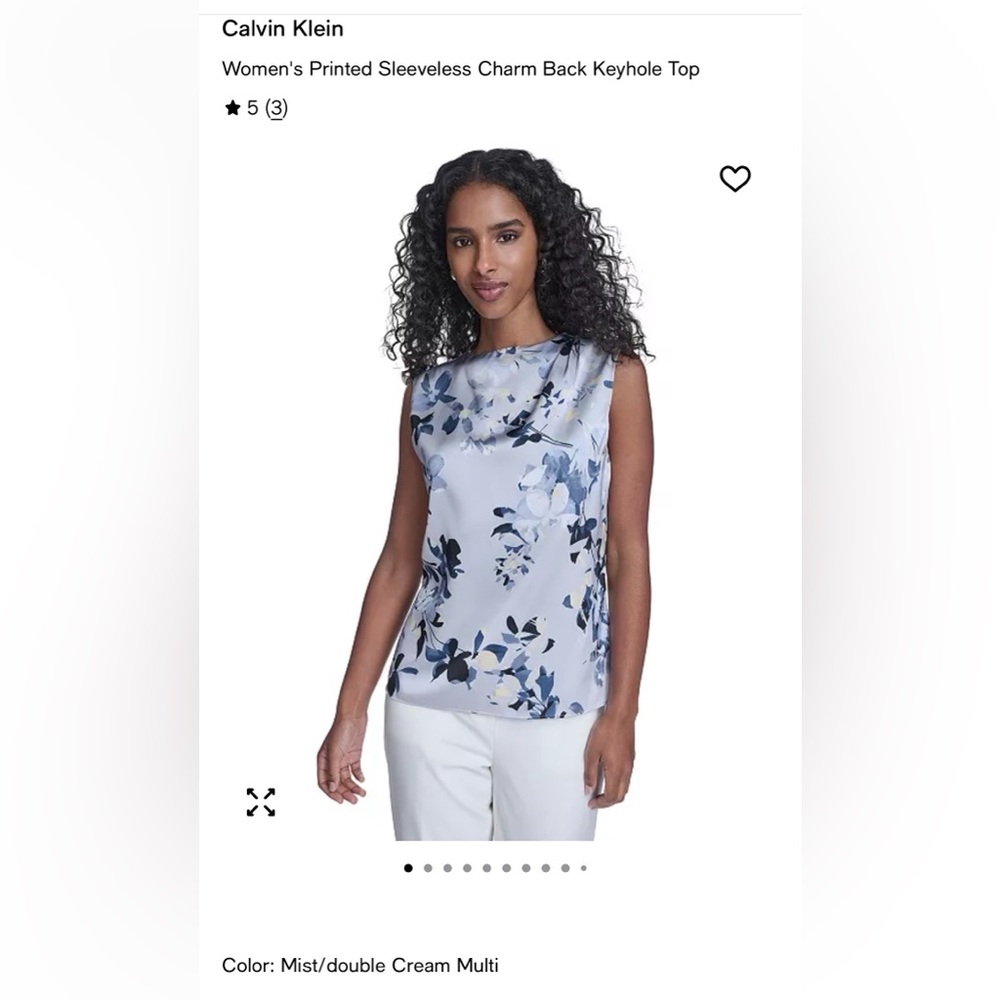 NWT! Calvin Klein Women's Printed Sleeveless Charm Back Keyhole Top XL